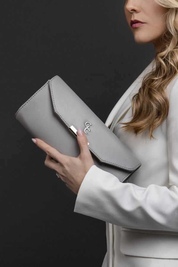 Carraig Donn Grey Faux Leather Envelope Clutch Bag