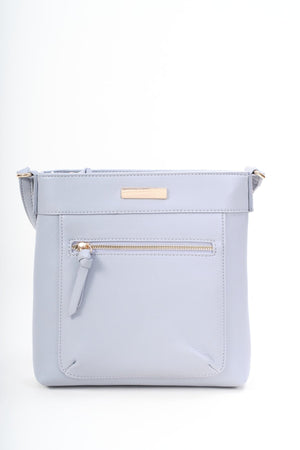 Carraig Donn Grey Faux Leather Front Zip Pocket Classic Crossbody Bag