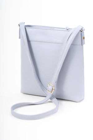 Carraig Donn Grey Faux Leather Front Zip Pocket Classic Crossbody Bag