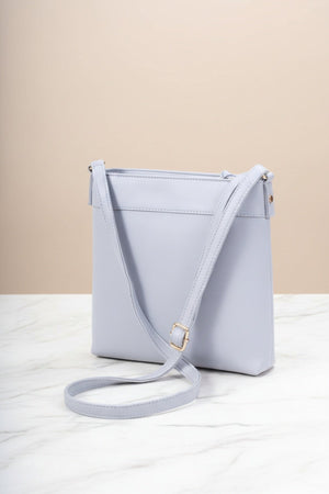 Carraig Donn Grey Faux Leather Front Zip Pocket Classic Crossbody Bag
