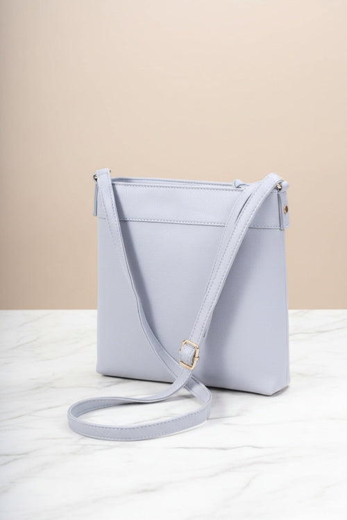Carraig Donn Grey Faux Leather Front Zip Pocket Classic Crossbody Bag