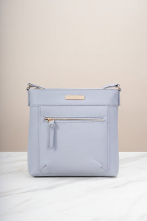 Carraig Donn Grey Faux Leather Front Zip Pocket Classic Crossbody Bag