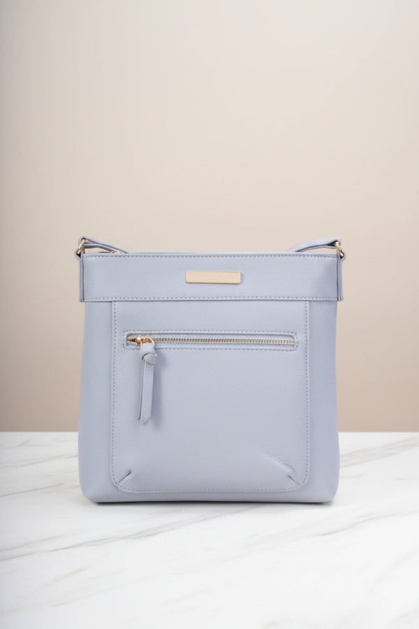 Carraig Donn Grey Faux Leather Front Zip Pocket Classic Crossbody Bag