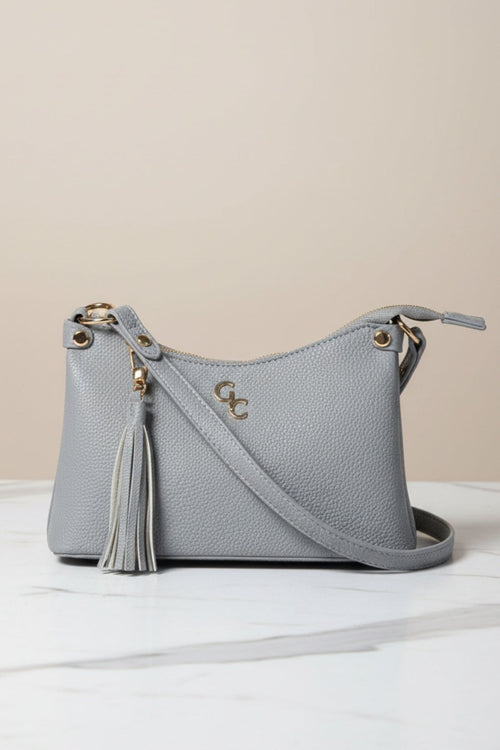 Grey Faux Leather Mini Shoulder Bag