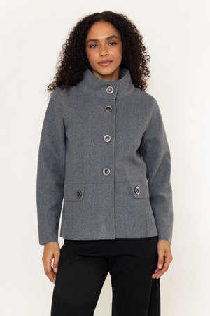 Carraig Donn Grey High Neck Reefer Jacket