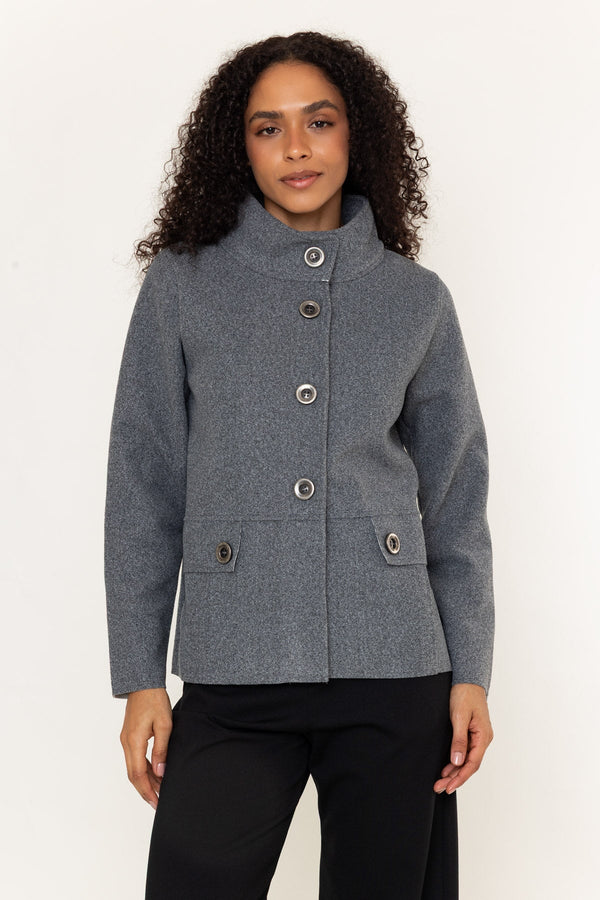 Carraig Donn Grey High Neck Reefer Jacket