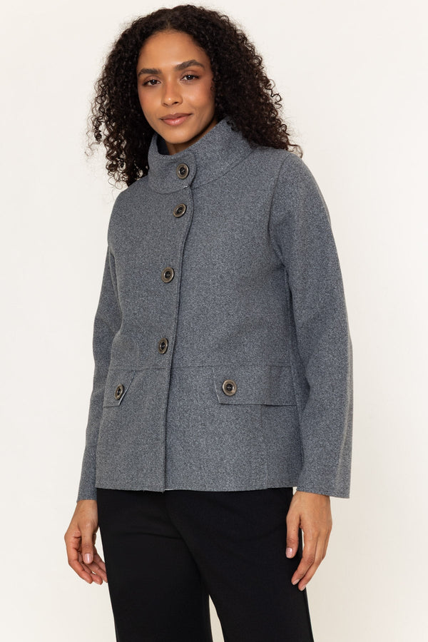 Carraig Donn Grey High Neck Reefer Jacket