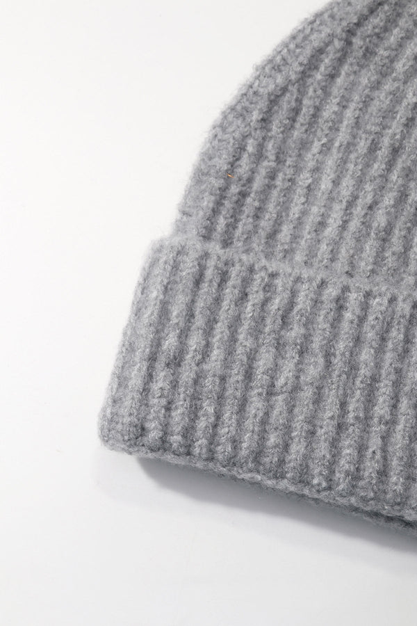 Carraig Donn Grey Knit Ribbed Beanie Hat