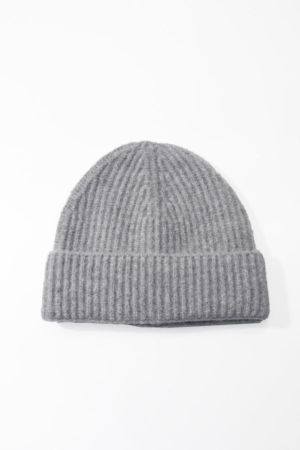Carraig Donn Grey Knit Ribbed Beanie Hat