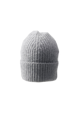 Carraig Donn Grey Knit Ribbed Beanie Hat