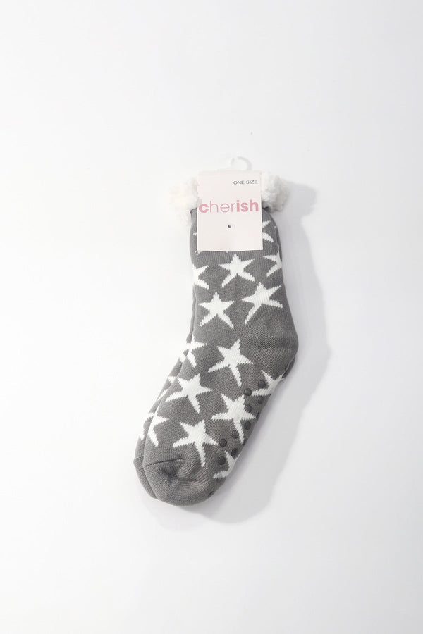 Carraig Donn Grey Star Print Slipper Socks