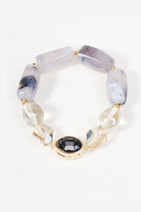 Carraig Donn Grey Stone & Iridescent Beaded Bracelet