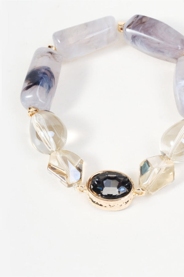 Carraig Donn Grey Stone & Iridescent Beaded Bracelet