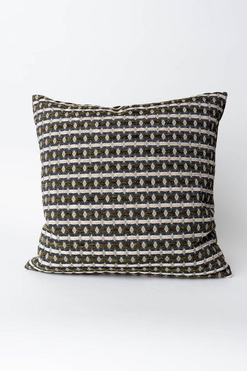 Gwen Khaki & Cream Striped Square 45cm Cushion