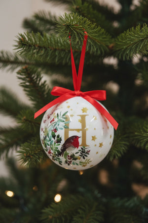 Carraig Donn H Christmas Robin Alphabet Tree Bauble