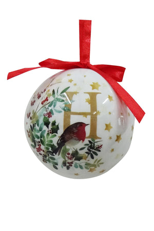 Carraig Donn H Christmas Robin Alphabet Tree Bauble