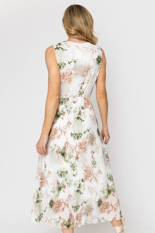 Carraig Donn Hannah Khaki Print Sleeveless Midi Dress