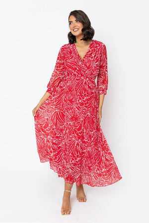 Carraig Donn Hannah Midi Dress in Red