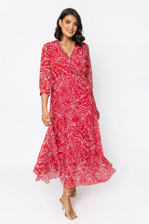 Hannah Midi Dress in Red