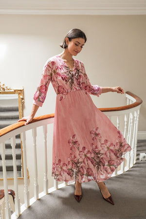 Carraig Donn Hannah Pink Print Midi Dress