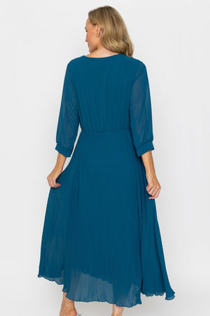 Carraig Donn Hannah Teal A-Line 3/4 Sleeve Midi Dress
