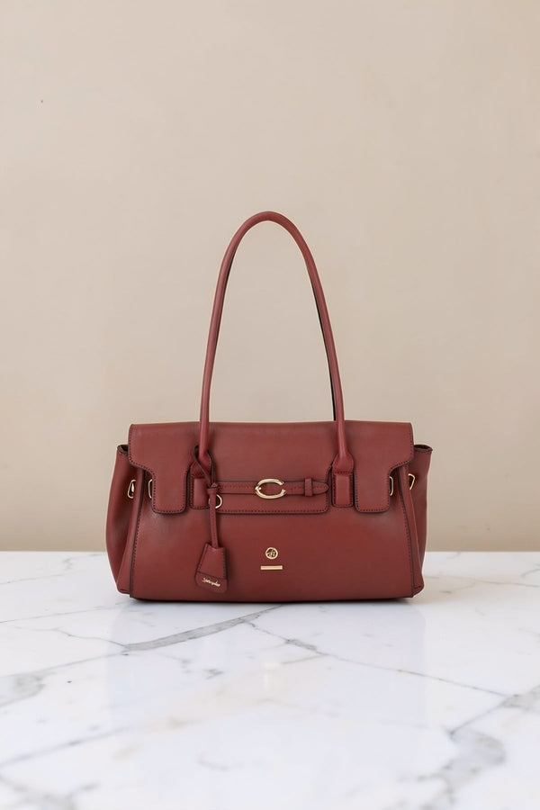Carraig Donn Hazel Burgundy Faux Leather Baguette Shoulder Bag