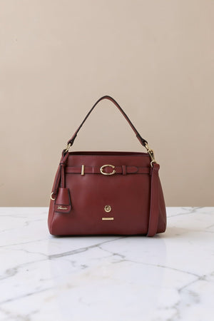 Carraig Donn Hazel Burgundy Faux Leather Top Handle Bag