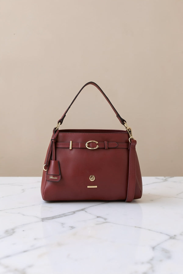 Carraig Donn Hazel Burgundy Faux Leather Top Handle Bag