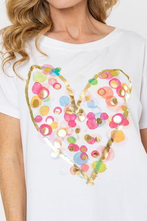 Carraig Donn Heart Print Dip Hem T-Shirt