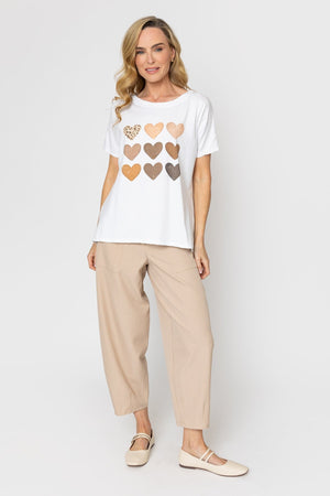 Carraig Donn Hearts Print Dip Hem T-Shirt