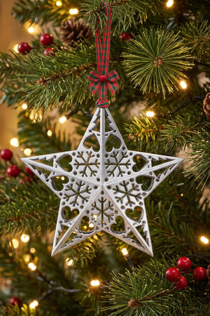 Carraig Donn Heirloom Silver Star Christmas Tree Decoration