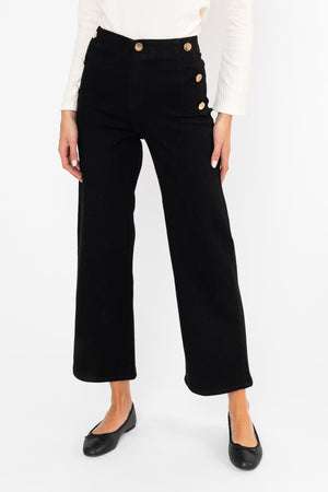 Carraig Donn High Waist Stretch Jeans With Gold Buttons Black