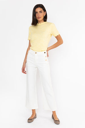 Carraig Donn High Waist Stretch Jeans With Gold Buttons Cream