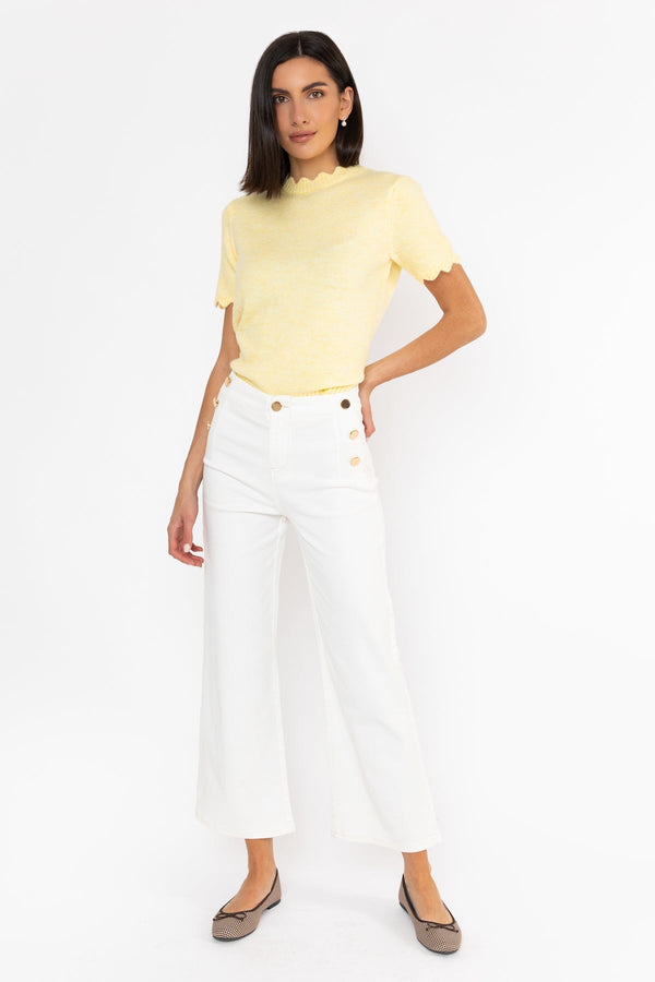 Carraig Donn High Waist Stretch Jeans With Gold Buttons Cream