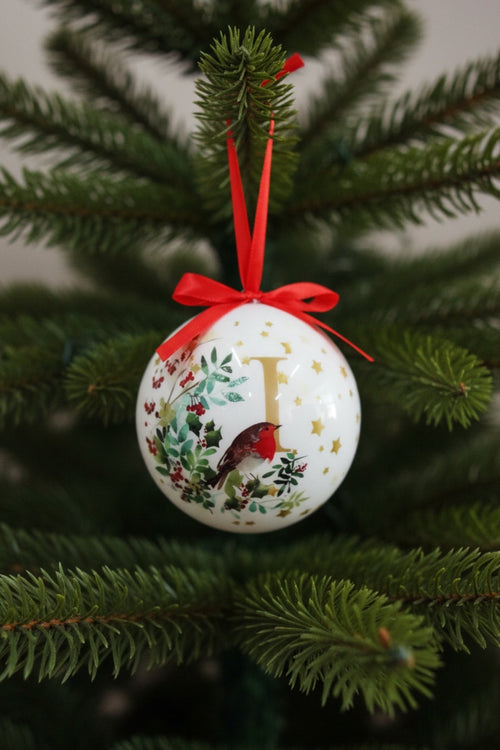 I Christmas Robin Alphabet Tree Bauble