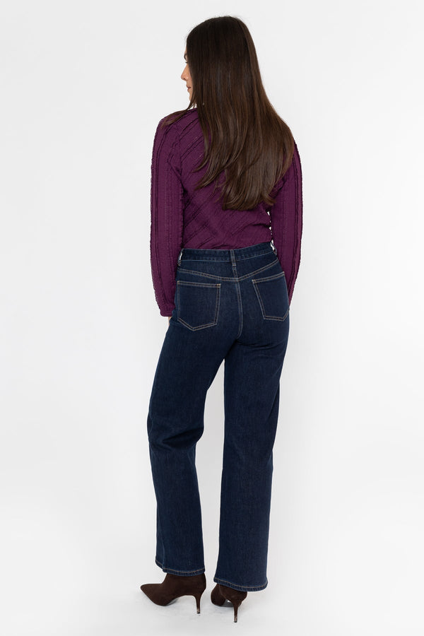Carraig Donn Indigo Blue Denim High Waist Wide Leg Jeans