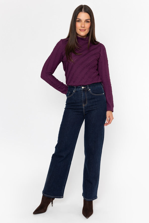 Carraig Donn Indigo Blue Denim High Waist Wide Leg Jeans