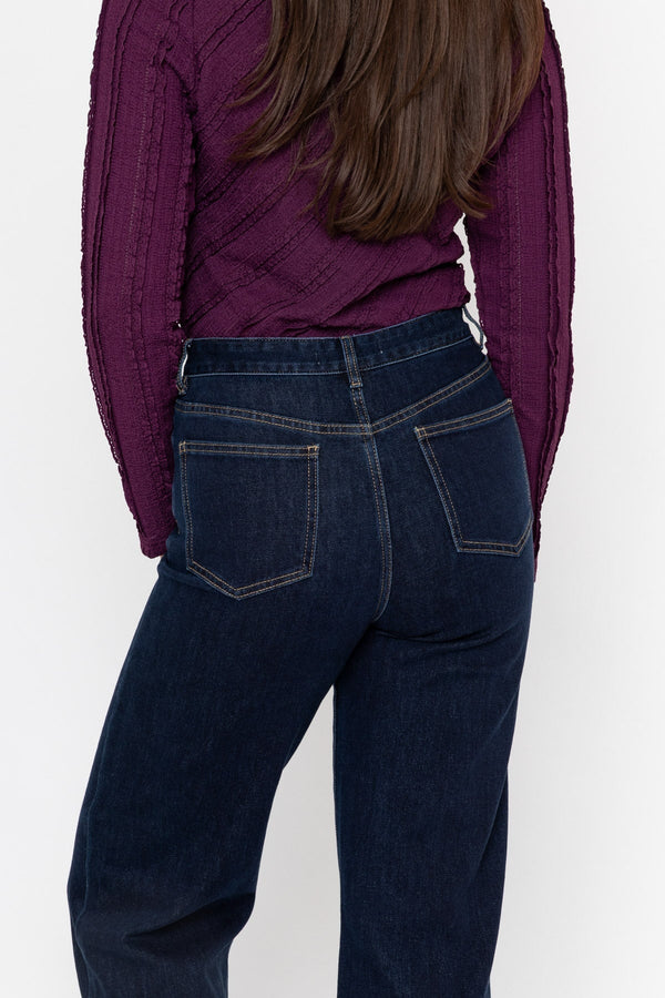 Carraig Donn Indigo Blue Denim High Waist Wide Leg Jeans