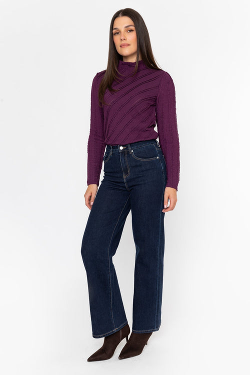 Indigo Blue Denim High Waist Wide Leg Jeans