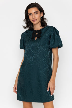 Carraig Donn Jacquard Double Bow Short Sleeve Mini Dress