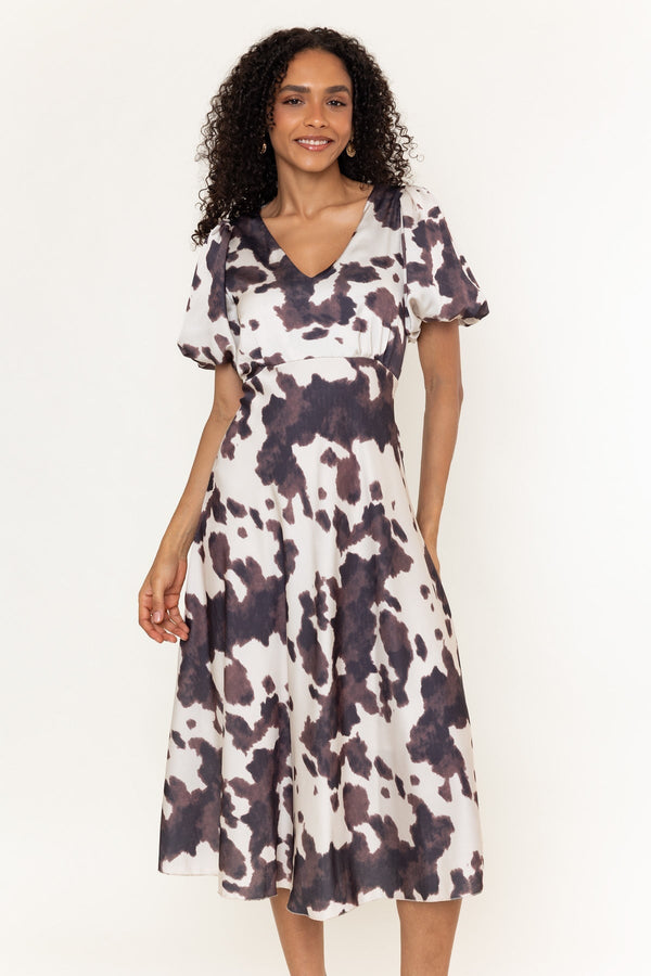 Carraig Donn Jade Animal Print A-Line Short Sleeve Midi Dress