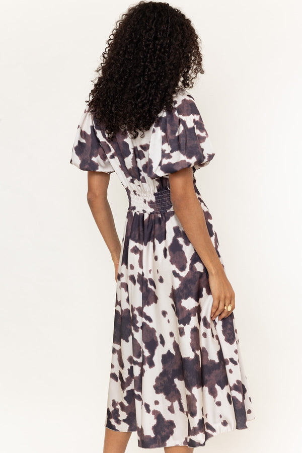 Carraig Donn Jade Animal Print A-Line Short Sleeve Midi Dress