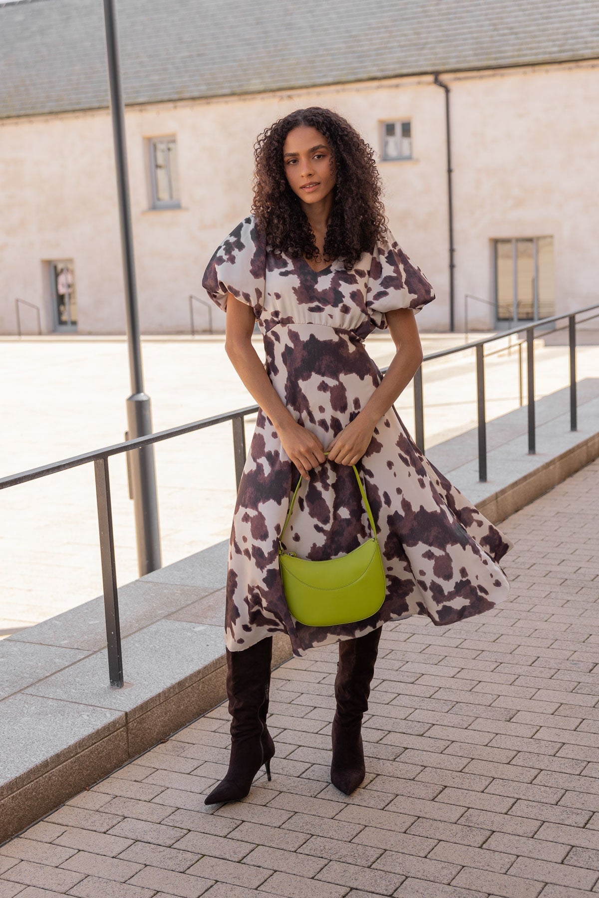 Jade Animal Print A-Line Short Sleeve Midi Dress