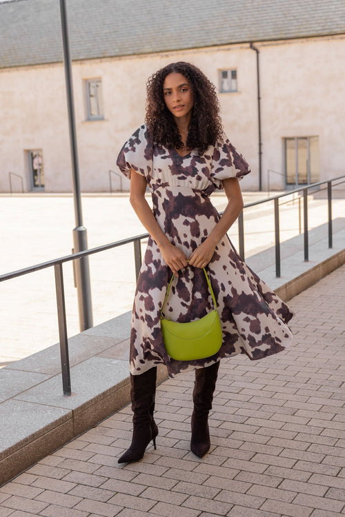 Jade Animal Print A-Line Short Sleeve Midi Dress