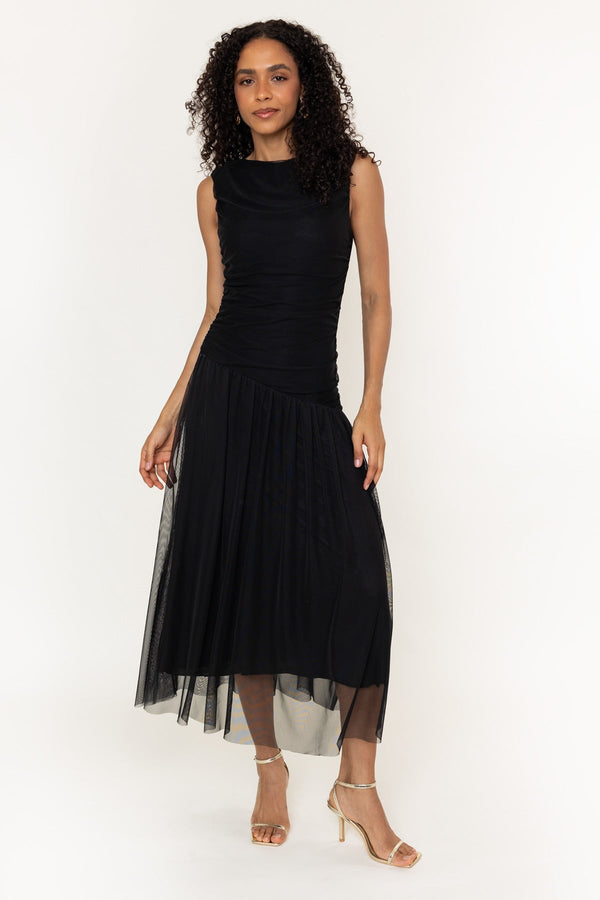 Carraig Donn Jessica Black Mesh A-line Sleeveless Midi Dress