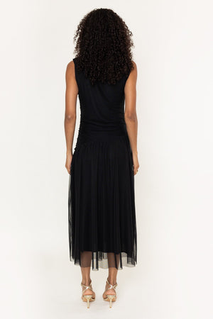 Carraig Donn Jessica Black Mesh A-line Sleeveless Midi Dress