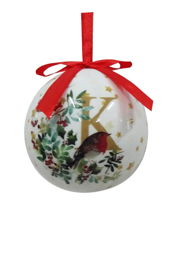 Carraig Donn K Christmas Robin Alphabet Tree Bauble