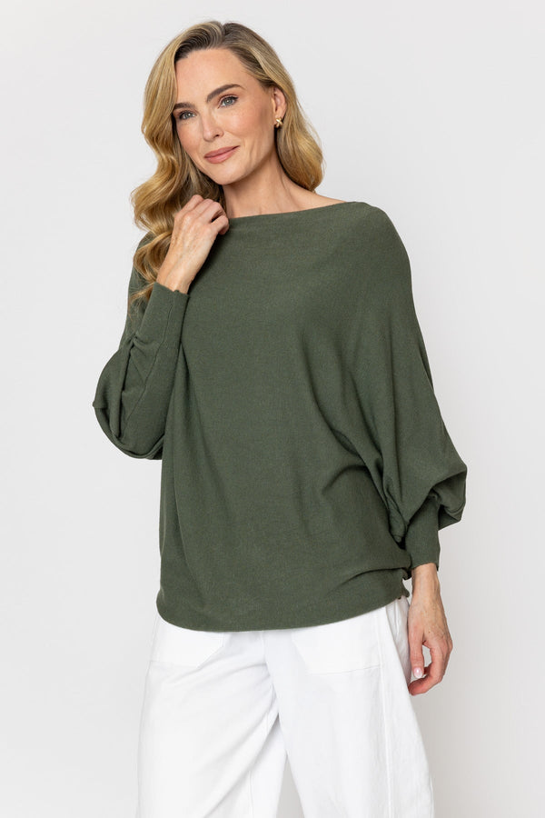 Carraig Donn Khaki Batwing Knit Jumper