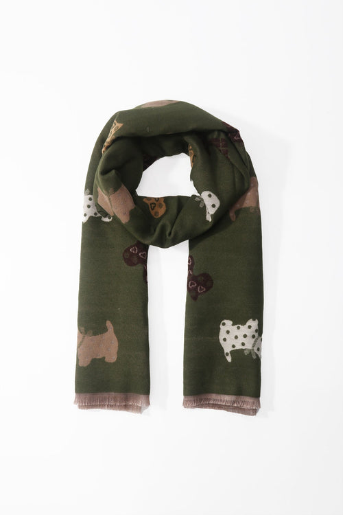 Khaki Dog Print Scarf
