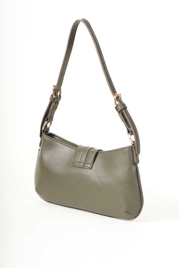 Carraig Donn Khaki Faux Leather Buckle Detail Shoulder Bag